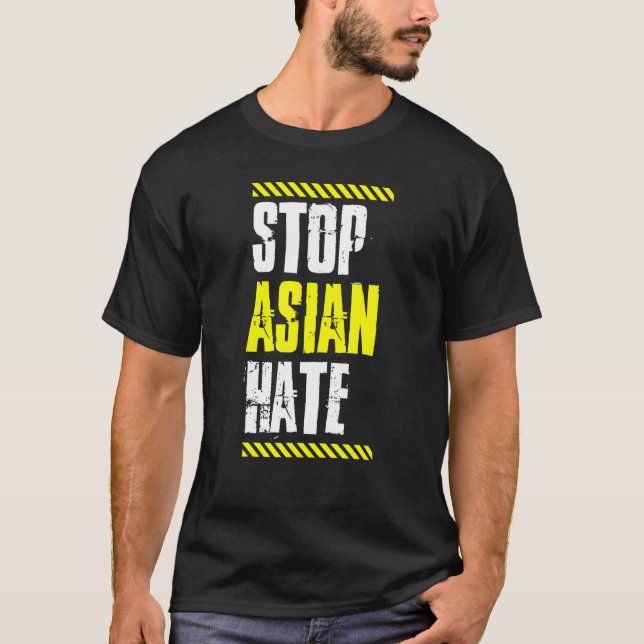 T-shirt Stop Asian Hate Warning Tape American Pride Love A (Devant)
