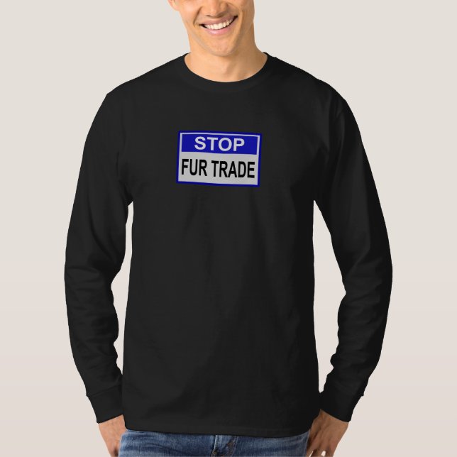 T-shirt Stop Fur Trade Panneau bleu (Devant)
