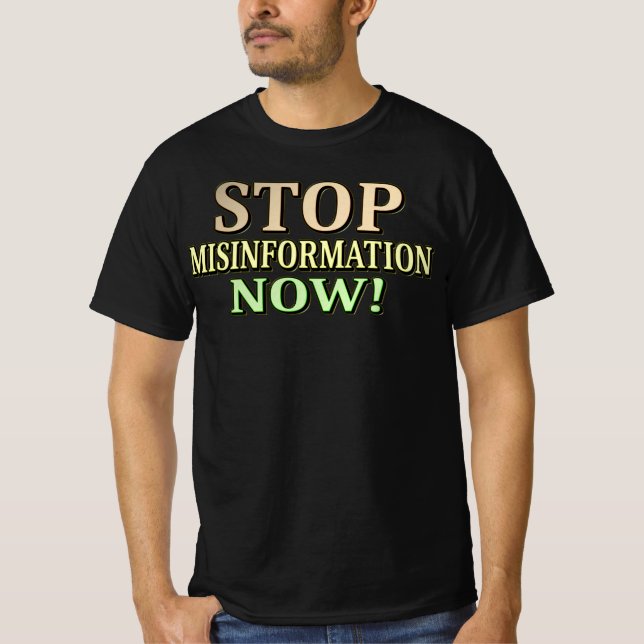 T-shirt "STOP MISINFORMATION" Mignonne conception. Command (Devant)