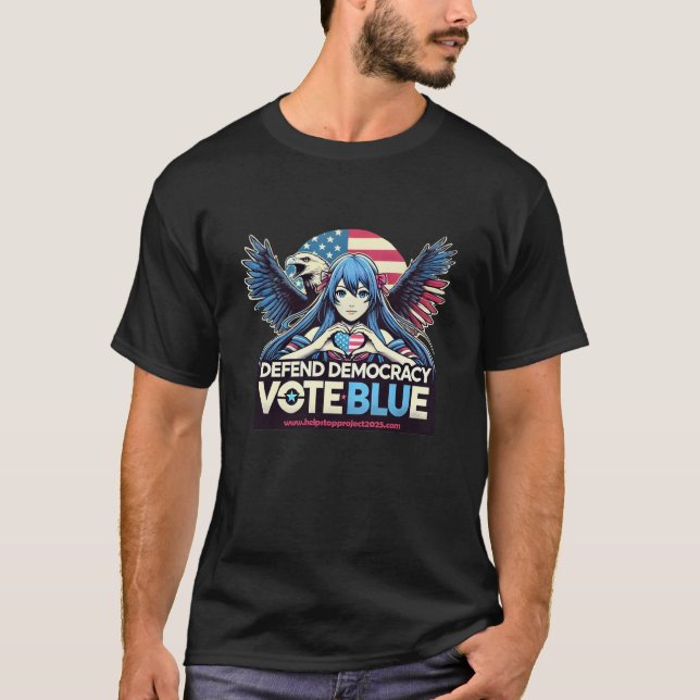 T-shirt Stop Project 2025 Défendre la démocratie Vote Blue (Devant)