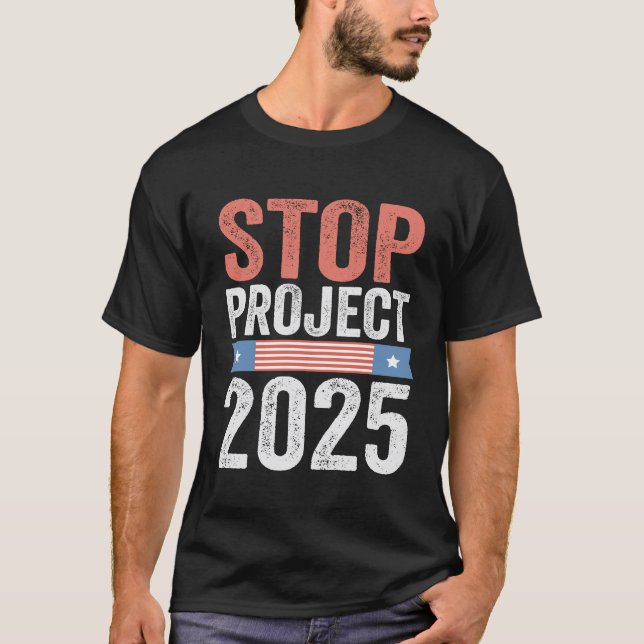 T-shirt Stop Project 2025 Trump American Patroitic (Devant)