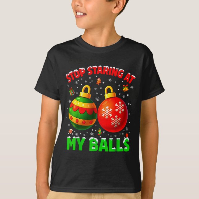 T-shirt Stop Staring At My Pjs Pajamas Christmas Xmas Men  (Devant)