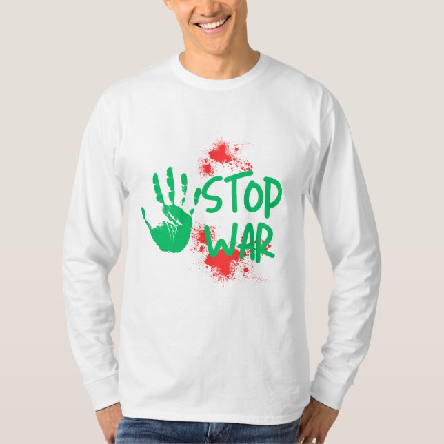 T-shirt Stop War – Bold Handprint Anti-War Graphic Design (Devant)
