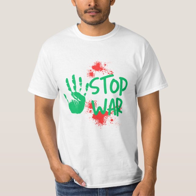 T-shirt Stop War – Bold Handprint Anti-War Graphic Design (Devant)