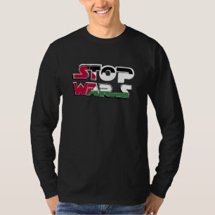 T-shirt Stop Wars Palestine Drapeau texte Typographie