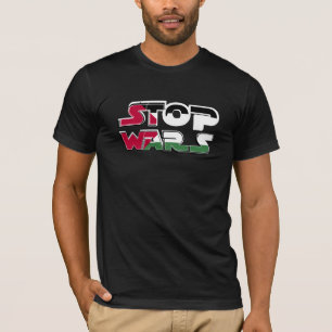 T-shirt Stop Wars Palestine Drapeau texte Typographie