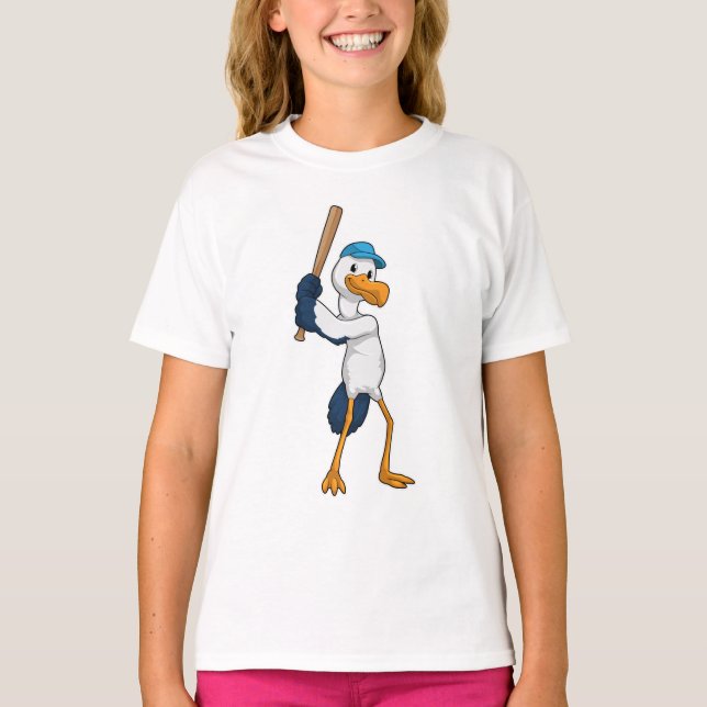 T-shirt Stork au baseball avec batte de baseball (Devant)