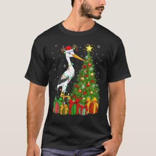 T-shirt Stork Bird Xmas Holiday Père Noël Stork Christmas