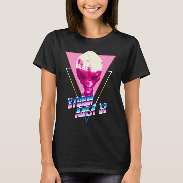 T-shirt Storm Area 51 Synthwave Vaporwave Retro 80s Alien (Devant)
