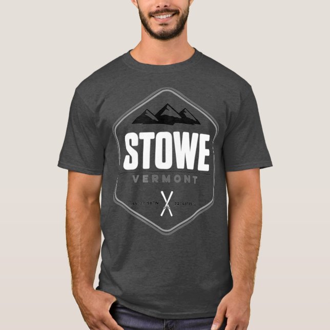 T-shirt Stowe Vermont Pski Vintage Graphique (Devant)