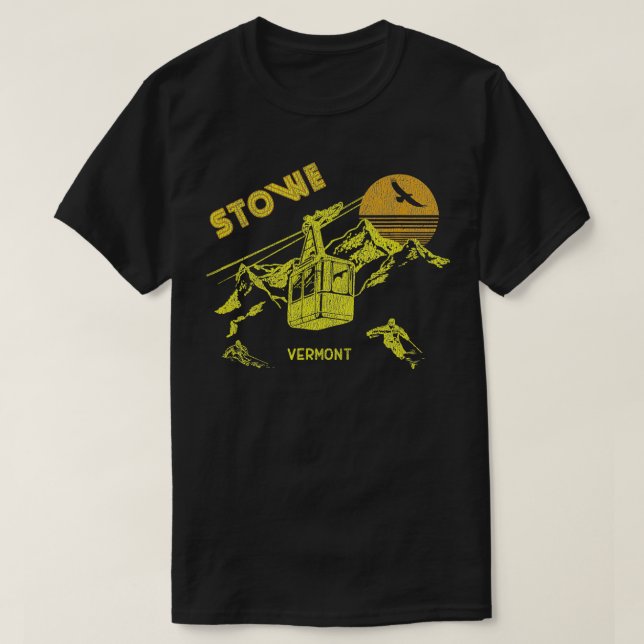 T-shirt Stowe Vermont Ski Rétro (Design devant)