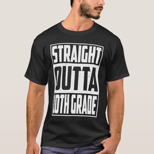 T-shirt Straight Outta 10th Grade Graduation Kids Boys Ten (Devant)