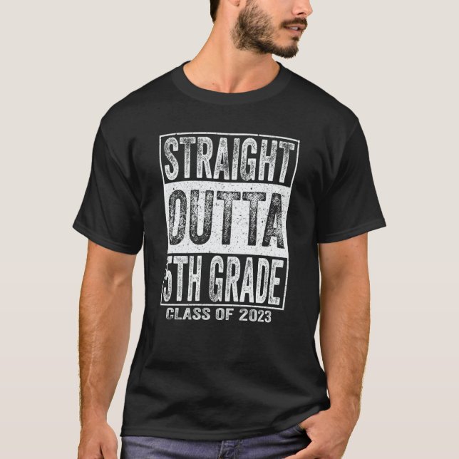 T-shirt Straight Outta 5th Grade School Graduation 2023 Fi (Devant)