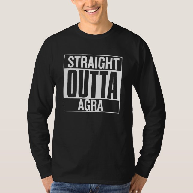 T-shirt Straight Outta Agra Proud City of Origin Clothing  (Devant)