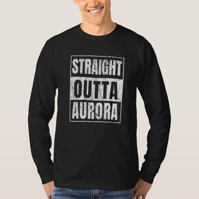 T-shirt Straight Outta Aurora Illinois State Premium (Devant)