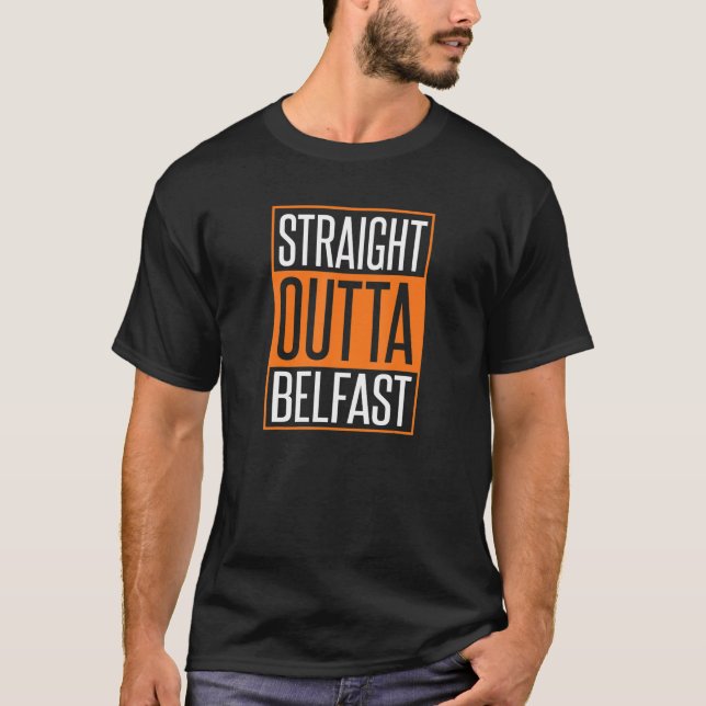 T-shirt Straight Outta Belfast St. Patrick's Day Hommes Fe (Devant)