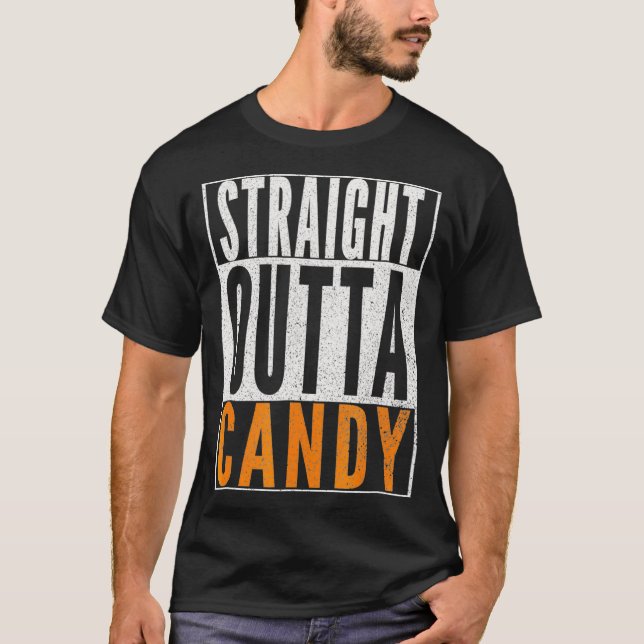 T-shirt STRAIGHT OUTTA CANDY Trick or Treat Halloween (Devant)