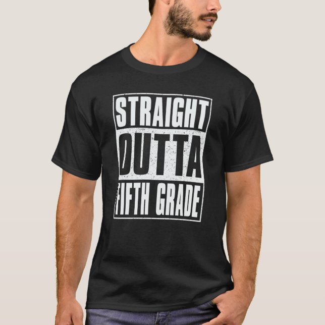 T-shirt Straight Outta Fifth Grade Kids Girls Boys 5th Gra (Devant)