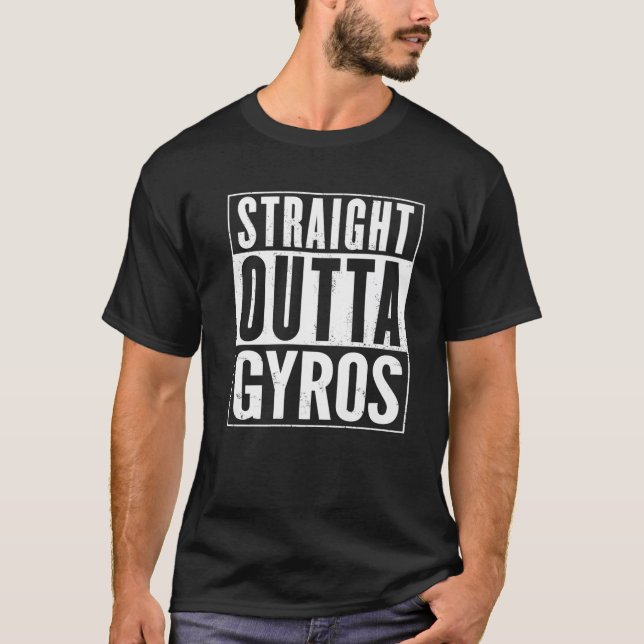 T-shirt Straight Outta Gyros Vintage Distressed Funny (Devant)