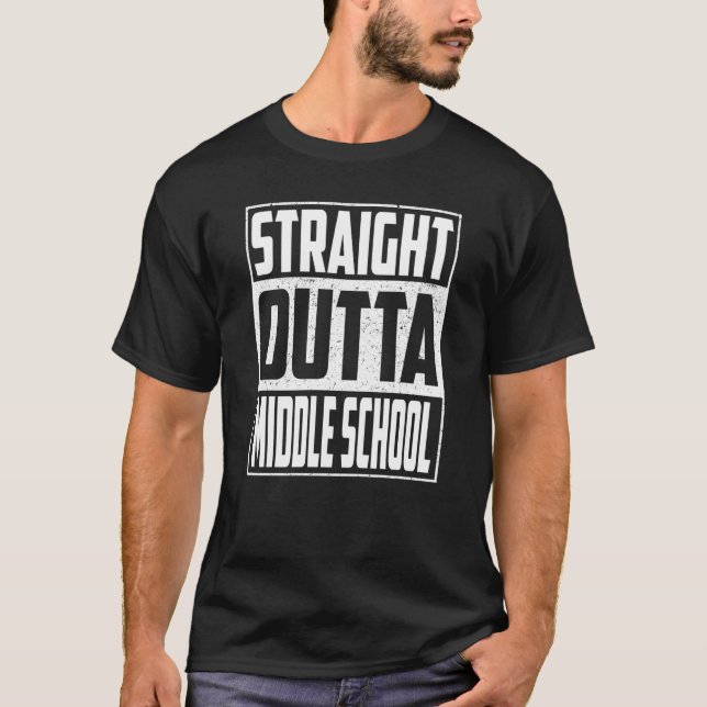 T-shirt Straight Outta Middle School Graduation Kids Girls (Devant)
