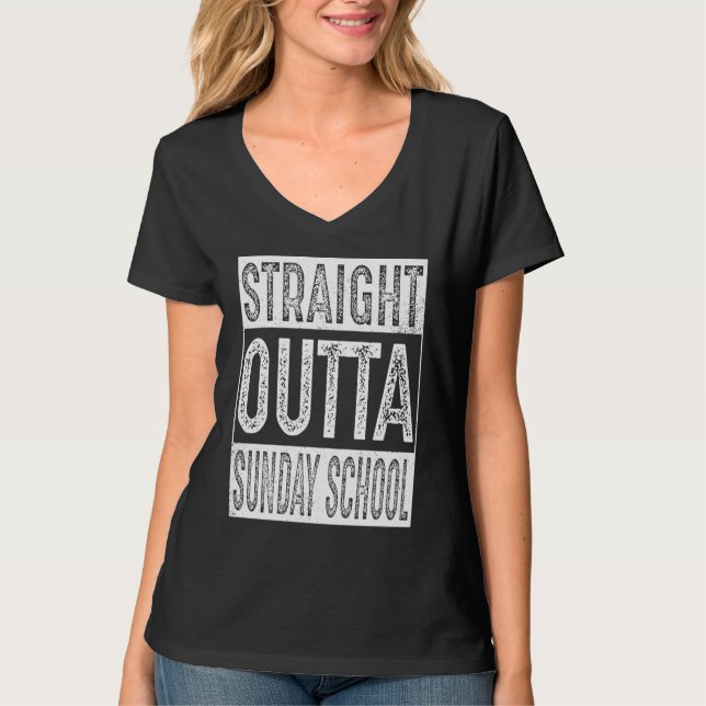 T-shirt Straight Outta Sunday School   Graduation (Devant)