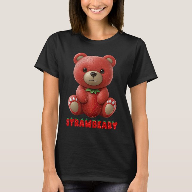 T-shirt Strawbeary Strawberry Bear Cute Berry Animal Bear (Devant)