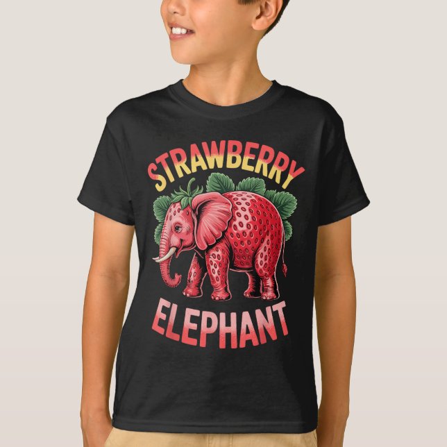 T-shirt Strawberry Elephant Cute Meme Kids Italian Brainro (Devant)