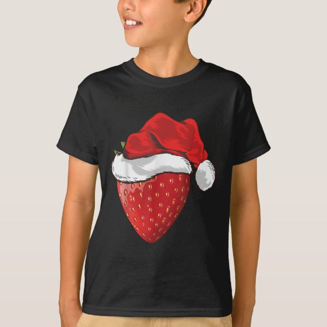 T-shirt Strawberry Lover Gift Santa Hat Strawberry Christm (Devant)