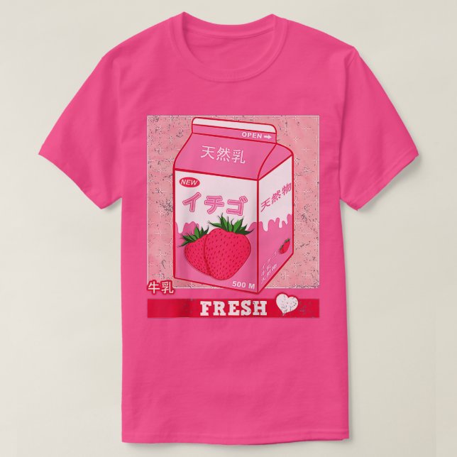 T-shirt Strawberry Milk 90s Japanese Kawaii Strawberry Mil (Design devant)
