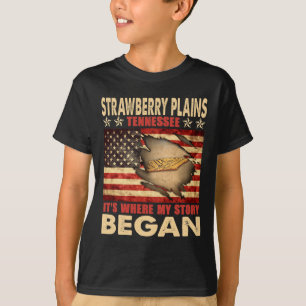 T-shirt Strawberry Plains Tennessee Usa Drapeau 4 Juillet