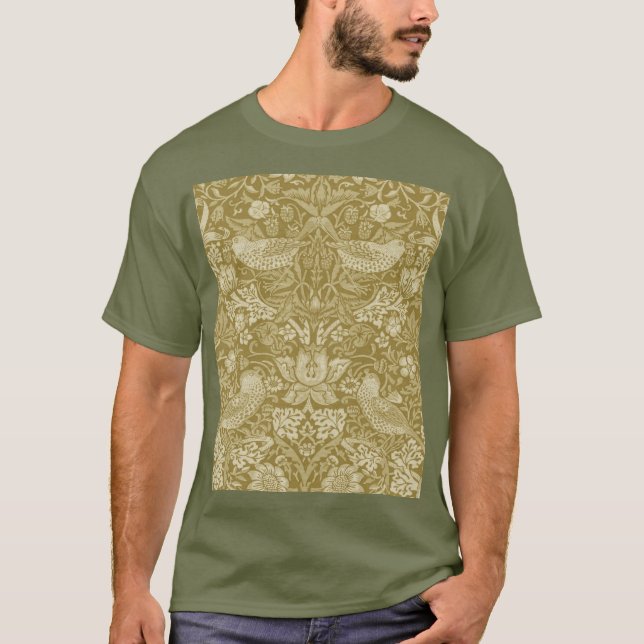T-shirt Strawberry Thief Gold, William Morris (Devant)