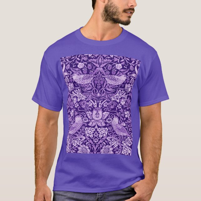T-shirt Strawberry Thief Purple, William Morris (Devant)