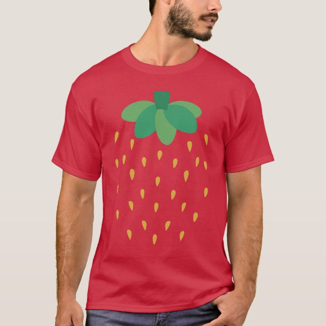 T-shirt strawberry with a red background (Devant)