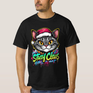 T-shirt Stray Claus – Graffiti Christmas Cat Design