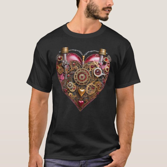T-shirt Streampunk Heart Ruby Valentine (Devant)