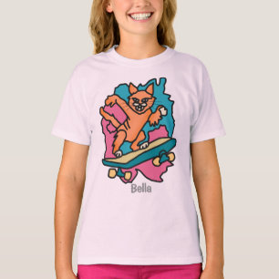 T-shirt Street Retro Chat sur Skate Drôle