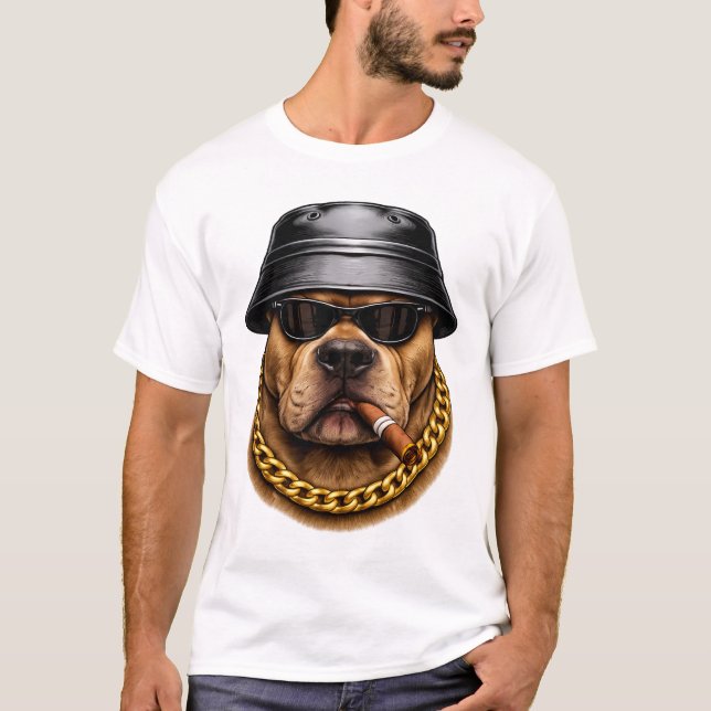 T-Shirt Streetwear Chien Cool – Design de Style Ur (Devant)