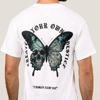 T-Shirt Streetwear Crâne de Papillon Gothique Vint