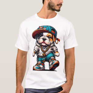T-shirt Streetwear Homme Fun Hip Hop Bouledogue