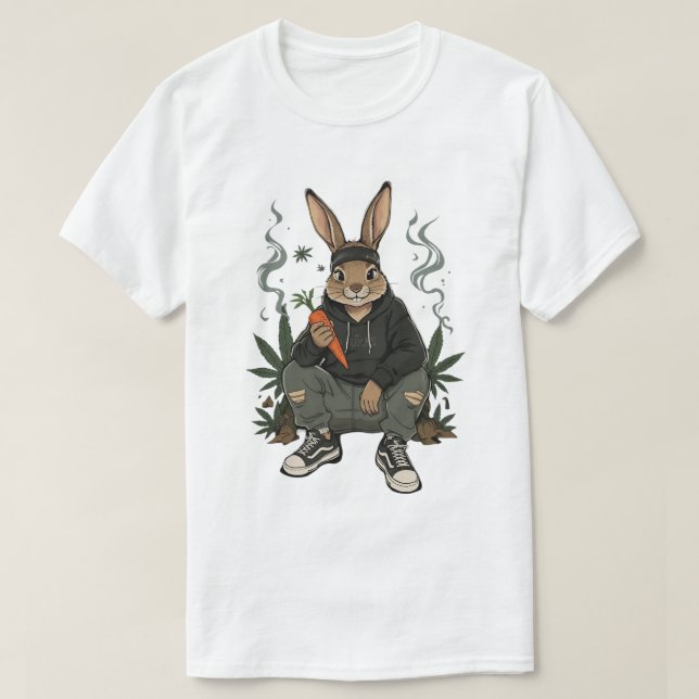 T-shirt Streetwise Rabbit Smoking Art (Design devant)