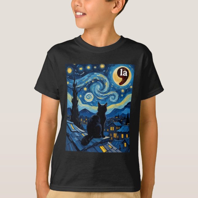 T-shirt Stress Night Black Cat Comma La Kamala Harris 1 (Devant)
