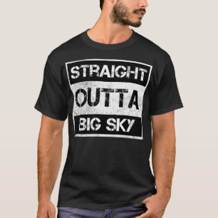 T-shirt Stright Outta Big Sky Station de ski Détresse Vint