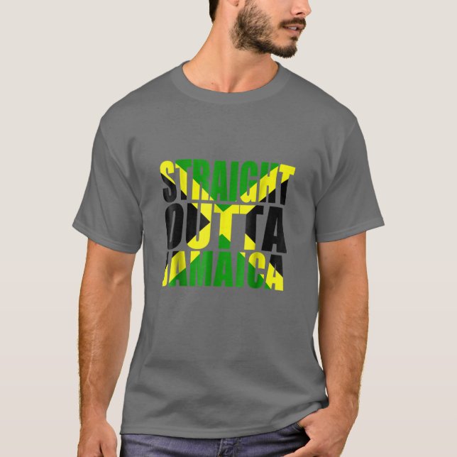 T-shirt Stright Outta Jamaïque Drapeau Fierté cadeau (Devant)