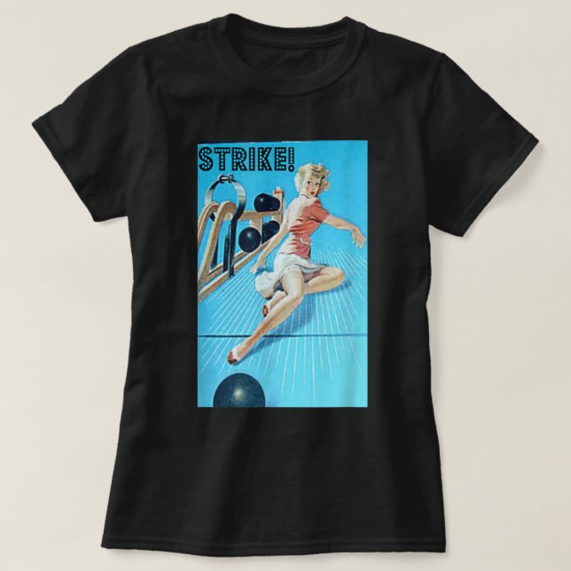 T-shirt Strike! Awesome Retro Vintage Bowling 1007 (Design devant)