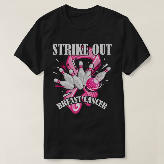 T-shirt Strike Out Breast Cancer Awareness Bowling Fighter (Design devant)