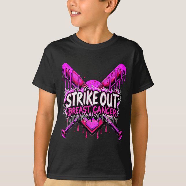 T-shirt Strike Out Breast Cancer Baseball Softball Drip Ho (Devant)