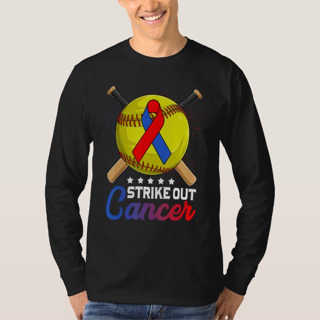 T-shirt Strike Out Pulmonary Fibrosis Awareness Red Blue R (Devant)
