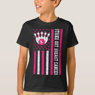 T-shirt Striout Bowling Ruban Usa Drapeau Cancer du sein A