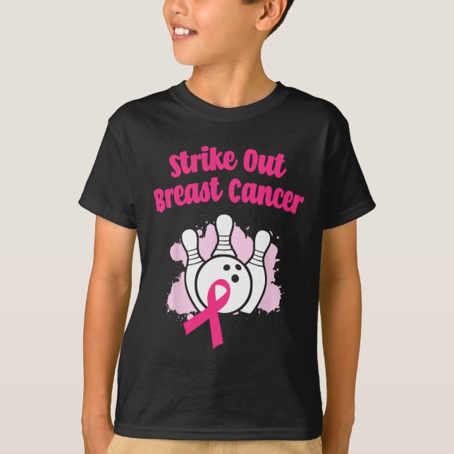 T-shirt Striout Breast Cancer Bowling Ruban rose (Devant)