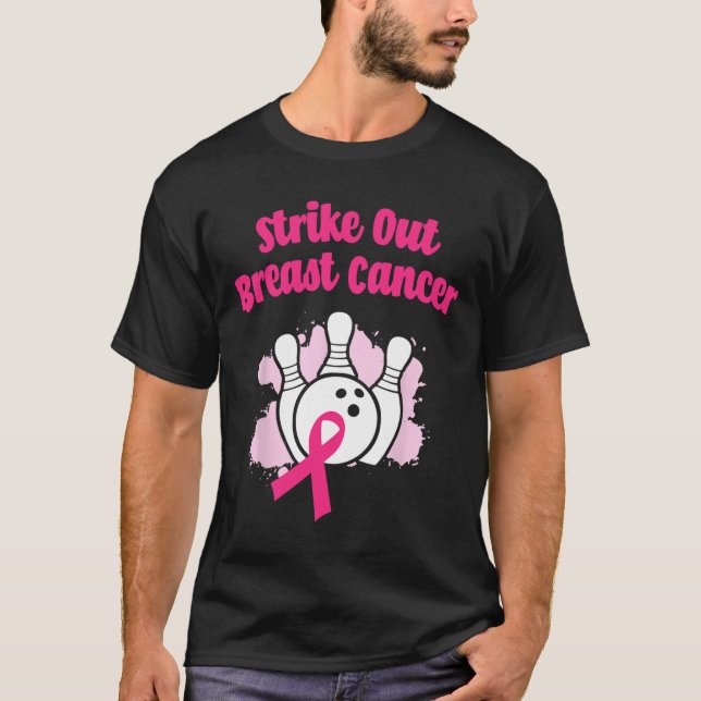 T-shirt Striout Breast Cancer Bowling Ruban rose (Devant)